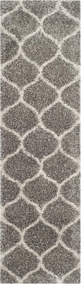 Hudson Shag Runner Rug 2'3'' x 22' - Grey & Ivory, Non-Shedding, Easy Care
