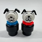 Vintage Fisher Price Little People Pair of Dogs Blue and Red Collar