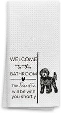 Funny Doodle Bathroom Decor Hand Towels, Goldendoodle Gifts for Dog Lovers, Dog