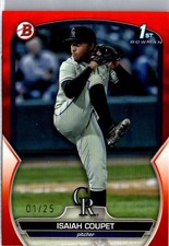 2023 Bowman draft chrome Isaiah coupet 1st orange 01/25 Rockies