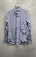 Lacoste Mens Blue White Striped Print Regular Fit Button-Up Shirt Size M