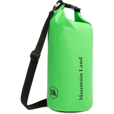 Mountain Land Waterproof Dry Bag with Inside Zippered Pocket Green 10L