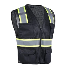 Hi Vis Safety Reflective Mesh Vest for Men ANSI Class 2 High X-Large Black