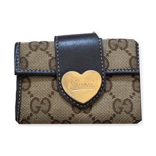 Gucci GG Canvas Heart Logo 6-Key Case Brown Gold Hardware Pre-Owned
