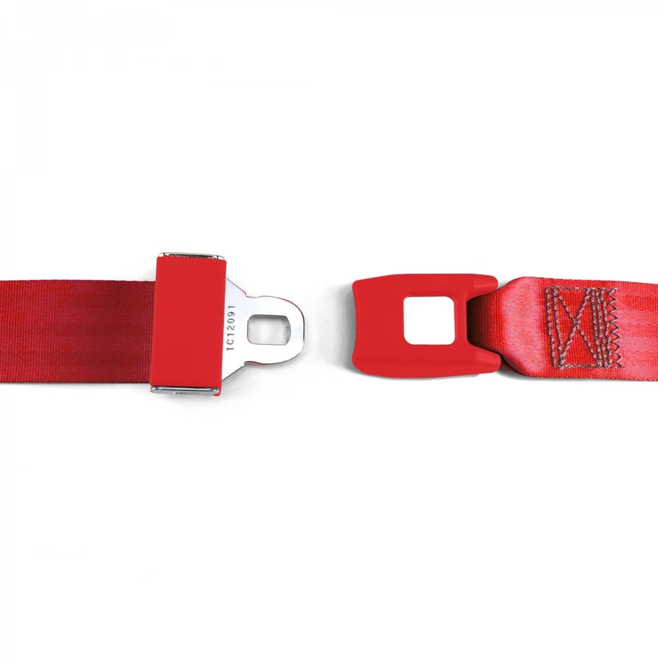 Ford Thunderbird 1955 - 1957 Standard 2pt Red Lap Bench Seat Belt Kit - 3 Belts  Foto 3 de 4