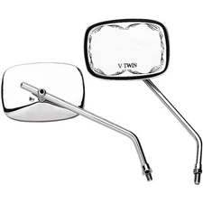 Emgo Universal Die-Cast Screw-In V-Twin Scrolled Mirror With 9" Stem -