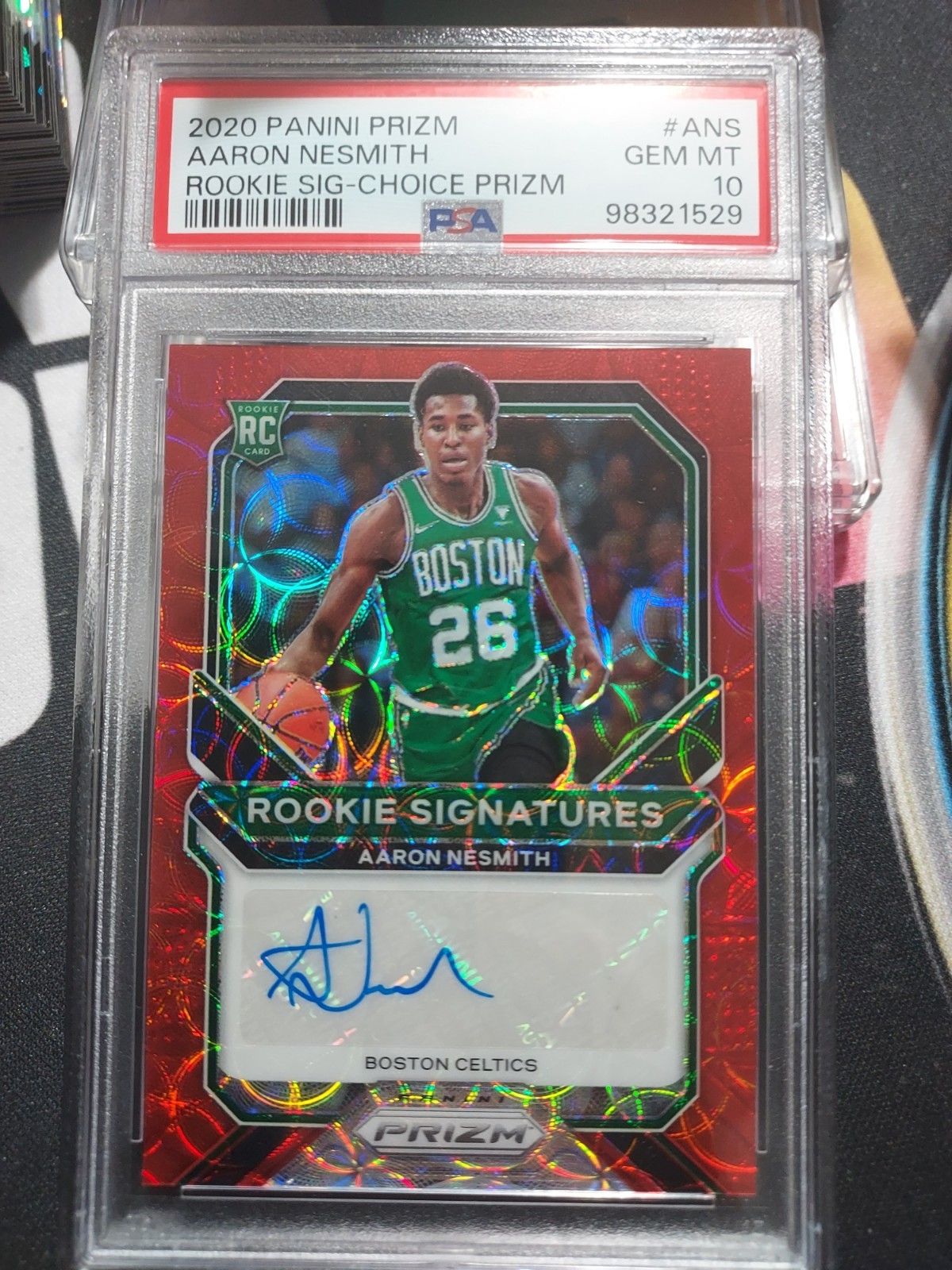 2020 PANINI PRIZM AARON NESMITH #ANS ROOKIE SIGNATURES RED CHOICE AUTO RC PSA 10