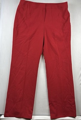Jones Studio Dress Pants Womens 16 Red Wide Leg Flat Front High Waisted Dressy