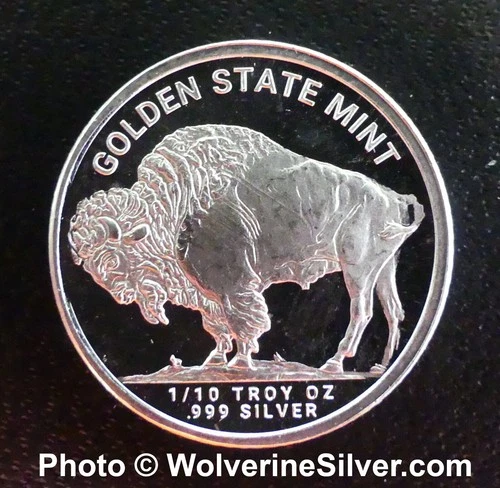 1/10 Oz Silver Round - GSM Buffalo / Indian - 100% Mint Authentic (See Receipt)