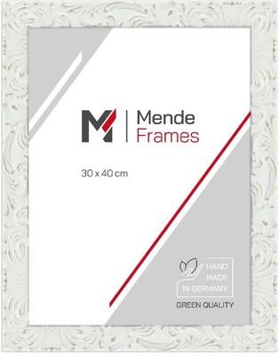 MendeFrames Bilderrahmen H650 Barock 70x90 cm weiß Antireflexglas