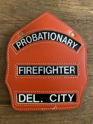 Vintage Leather Fire Helmet Front Shield