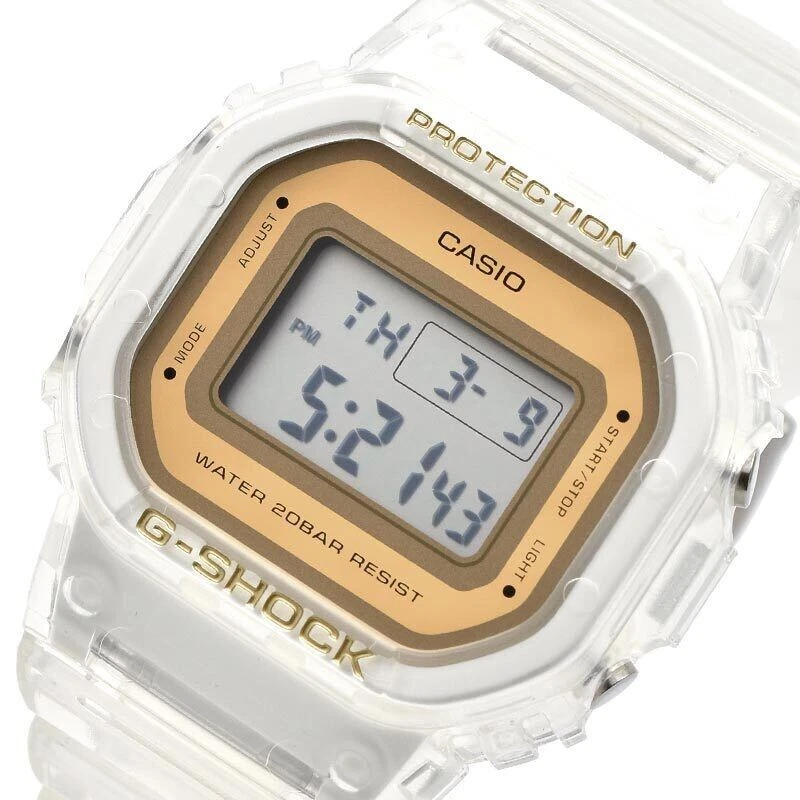 Casio G Shock Digital Gold Transparent Watch GMDS5600SG 7 New In Box With Tags