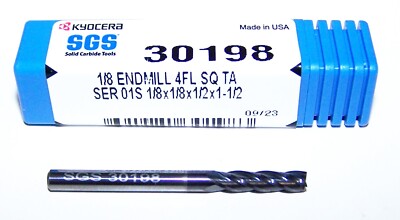 1/8'' (.1250'') CARBIDE END MILL - 4 FLUTE SQUARE TiAlN KYOCERA SGS 30198