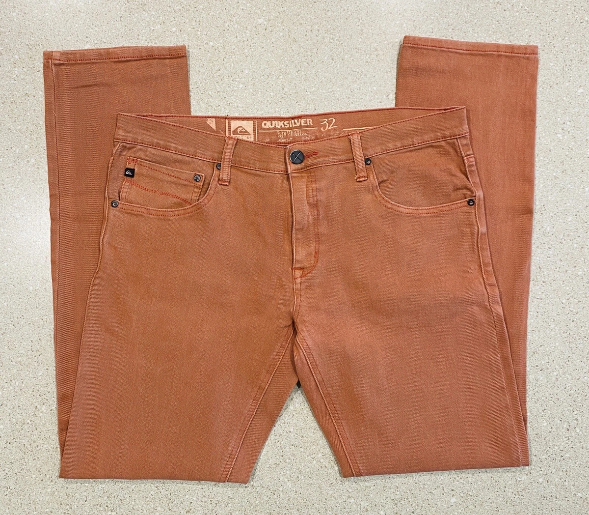 Quicksilver Slim Straight Dreamsicle Orange Stretch Denim Jeans