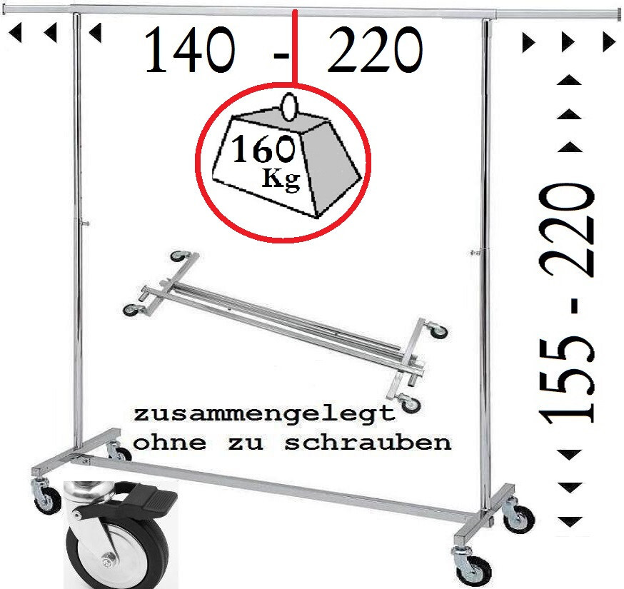 Reiseklappständer Kleiderständer Rollgarderobe Reiserollstaender Garderobe 56