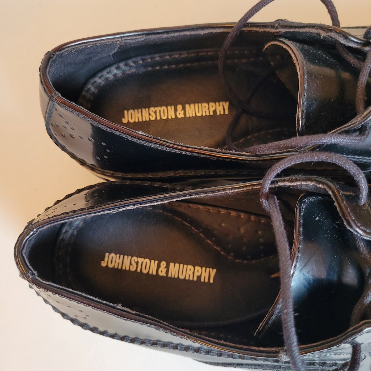 Johnston & Murpy E-Collection Derby Patent Leather Shoes Black Plain Toe 9 M Men main image 3