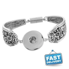 Snap Jewelry Silver Spoon Flower Magnetic Bracelet Fits Ginger Style 18-20mm