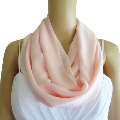 Blush pink chiffon infinity loop scarf