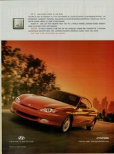 1998 Hyundai Tiburon FX Punch It Red Sunset Escape City Photo Vintage Print Ad