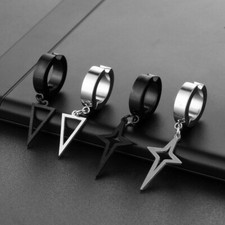 PAIR Men Women Dangle Ear Cuff Clip on Earrings Non Piercing Punk Jewellery