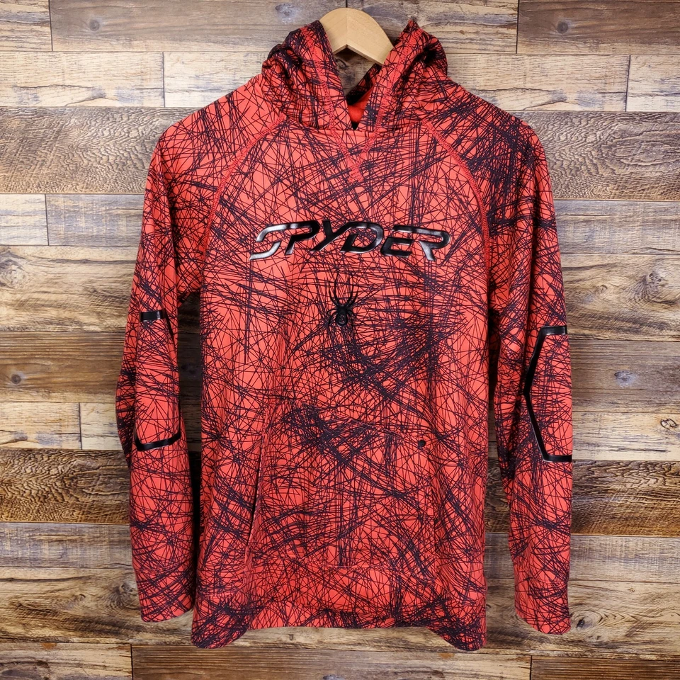 Spyder  Spider Graphic Print Hooded Red Sweatshirt Boy's Size L  - Image 2 of 4