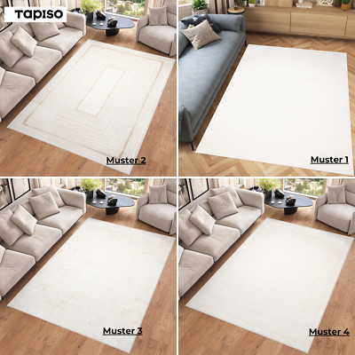 Wohnzimmer Teppich Kurzflor Modern Creme 3D Optik Schlafzimmer Geometrisch