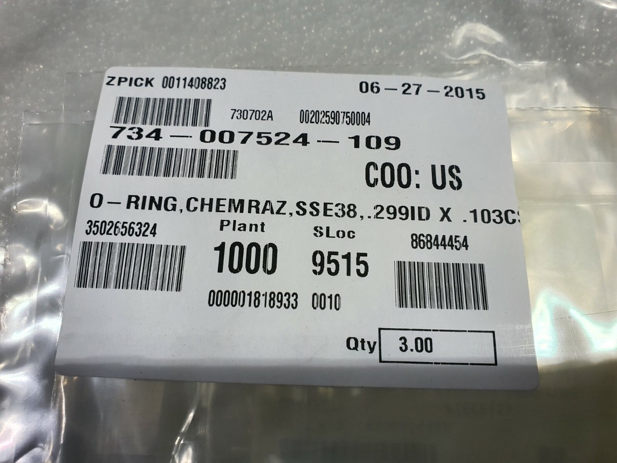 oo38さま専用 NEW LAM O-RING, CHEMARAZ, SSE38, .299ID X.103CS 734-007524