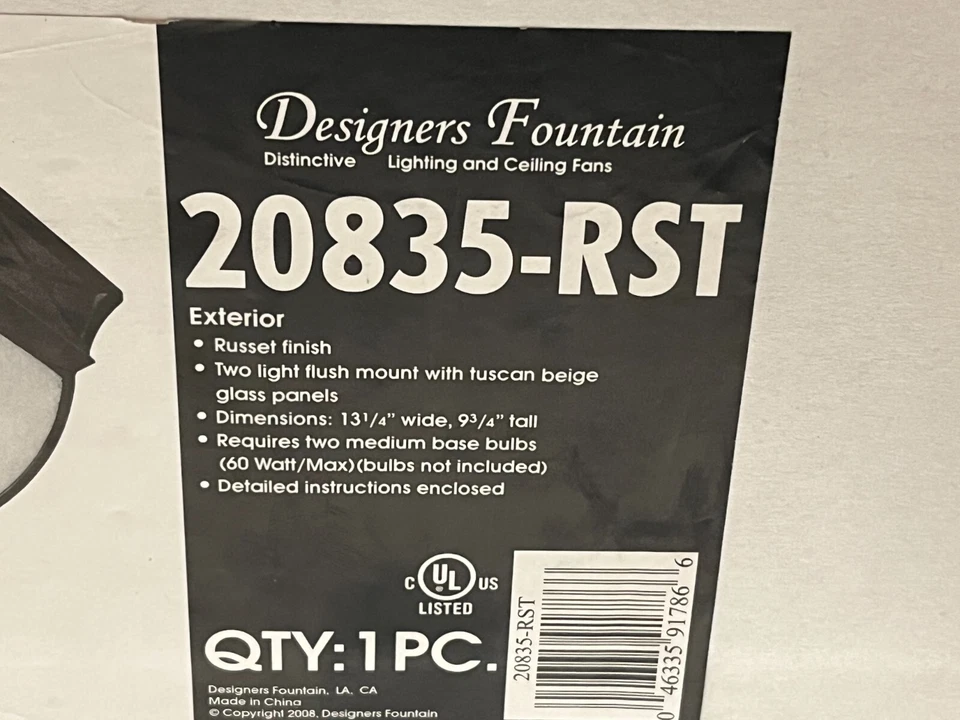 Designers Fountain 20835-RST Glass Exterior Flush Mount Ceiling Light M13 - Image 3 of 4