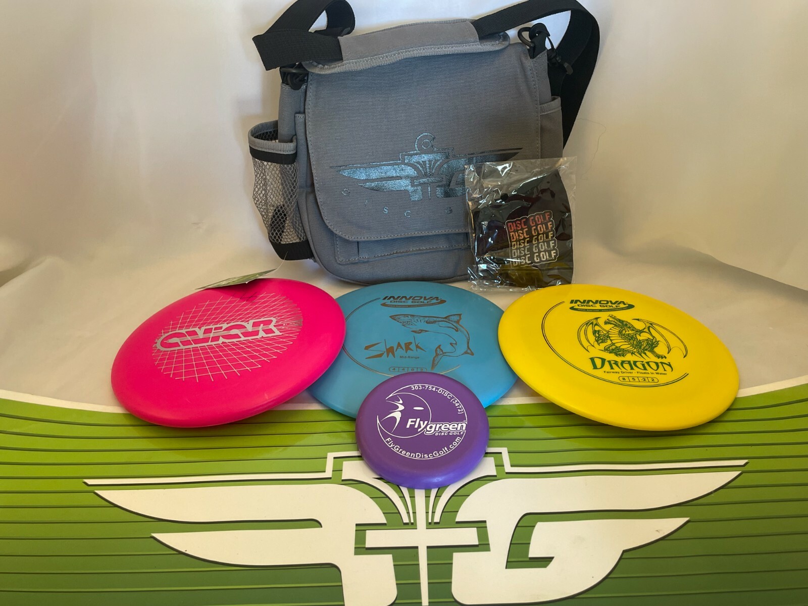 Fly Green Disc Golf 3 Disk Innova Starter Set w BAG & Mini U Pick or
