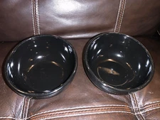 Pair of Canted Rim Black Ceramic Ramen Serving Bowls