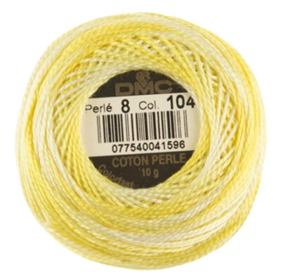 DMC Pearl Cotton Ball (10 gram) Size 8 Color #104 variegated yellow G