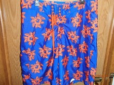 MENS ROUNDTREE  YORKE HAWAIIAN BLUE ORANGE BATHING SUIT SIZE36