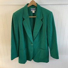 Pendleton Women Vtg Size 12 Pure Virgin Wool Green Blazer Jacket USA Autumn Fall