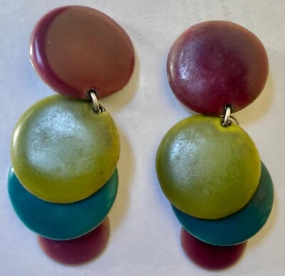 boucles d'oreilles émaillées signée TARATATA N°3 - - Photo 1/4