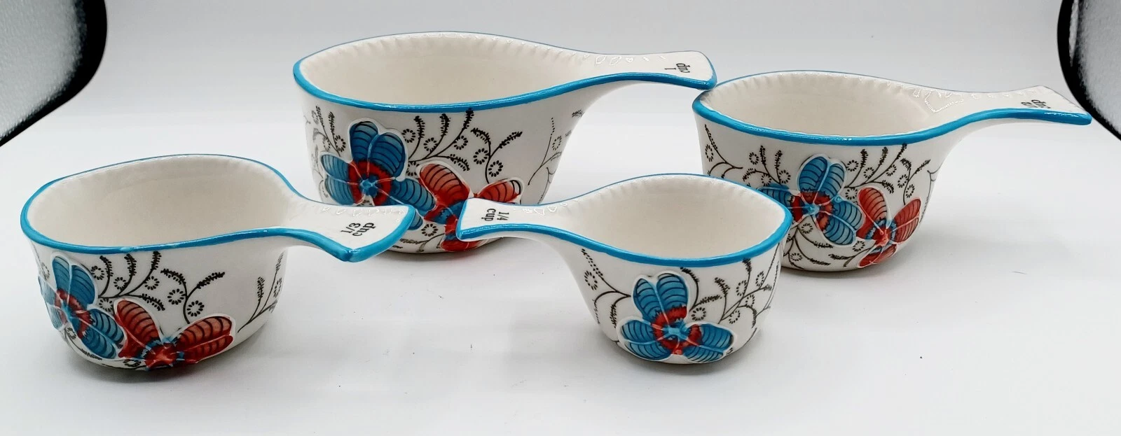 Anthropologie Dutch Wax Hand Painted Floral Measuring Cup Set