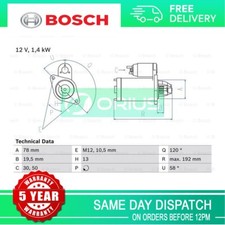 Fits Vauxhall Astra Combo Astravan Zafira Mokka Meriva Bosch Starter Motor