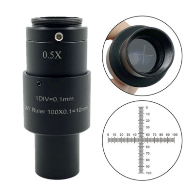 0.5X Microscope Industrial Camera Scale Adapter C-mount with Calibration Reticle