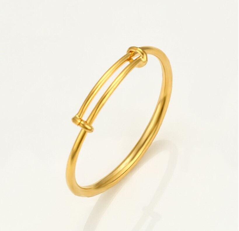 24ct 24k Yellow Gold Plated Baby Girl Toddler Bangle Bracelet 45mm 858