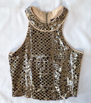 Juniors Rue 21 rue21 black gold sequin sleeveless cropped party
