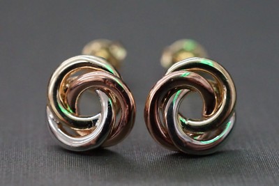 14K massive dreifarbige drei Kreise wunderschön gestaltete Ohrstecker!! (#1340614)