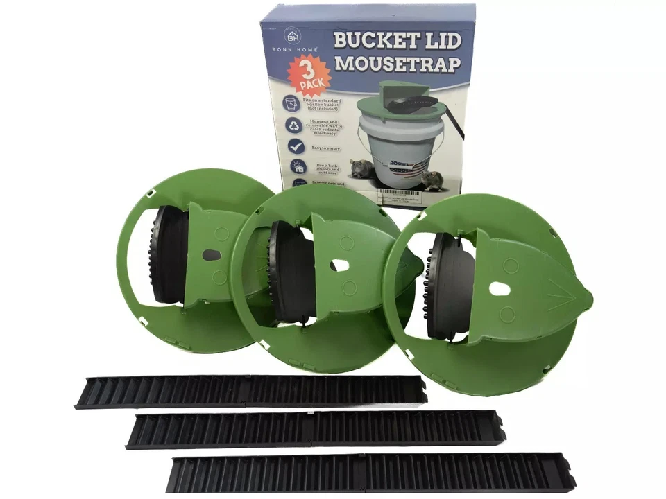 Pack de 3 trampas para ratones humanos, aptas para niños y mascotas, ratonera con tapa de cubo Foto 2 de 4