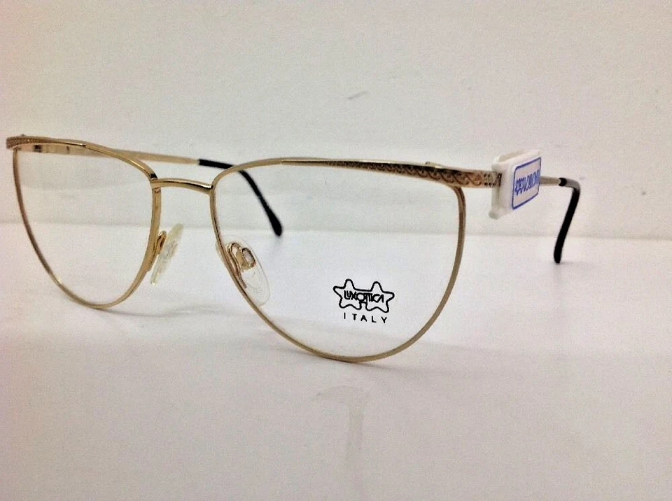 Luxottica Monture de Vue Vintage 1985 Or 18 Carat Femme Métal Élégant - Photo 3/4