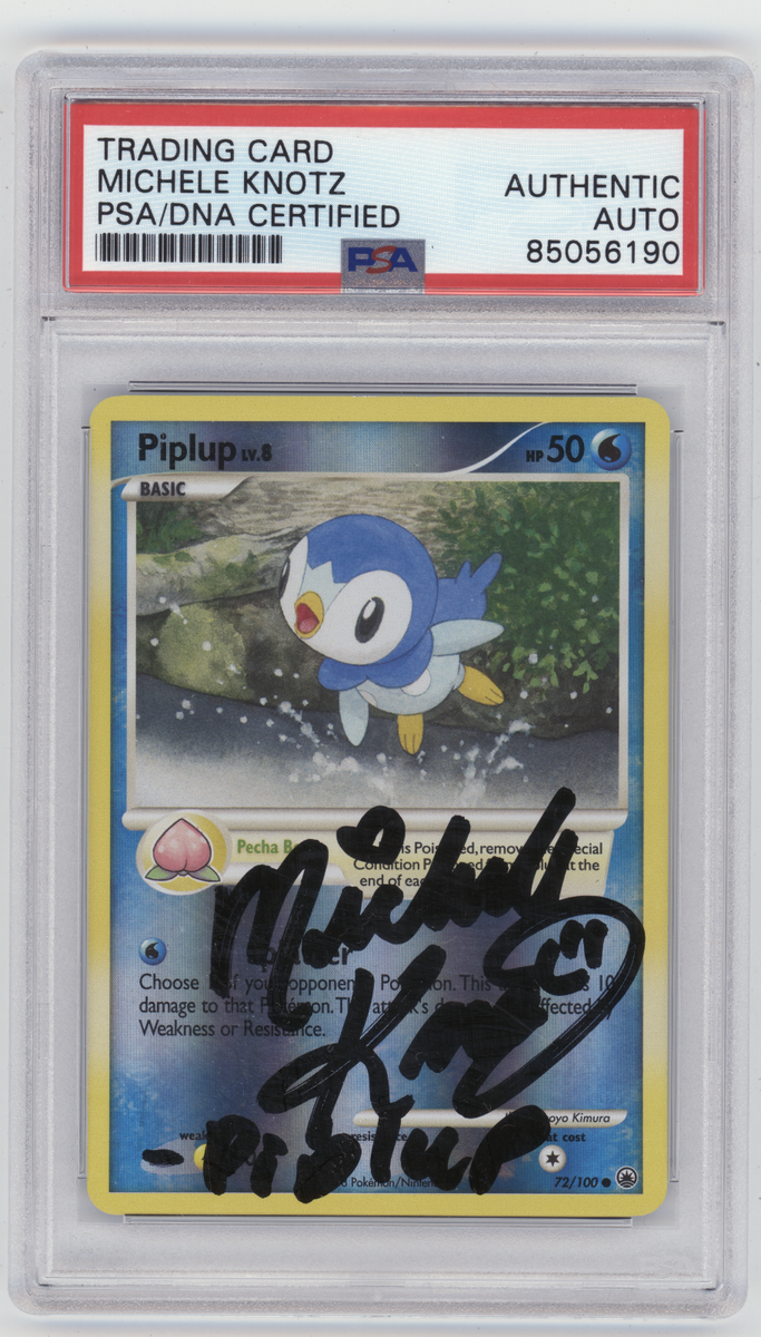PSA Signed Michele Knotz Piplup 72/100 Majestic Dawn Pokemon Card