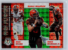2020 panini mosaic football chubb mayfield beckham flea flicker green prizm #4