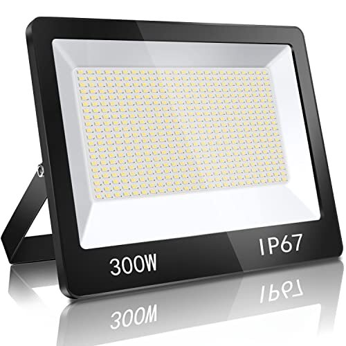 YIQIBRO Faretto LED da Esterno 300W, 30000LM 6500K Super Luminoso Bianco Freddo 