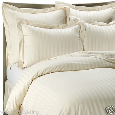 500 Fadenzahl CLASSIC STRIPE Doppelbett 16 Zoll extra tief Spannbetttuch Creme