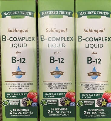 *3 PACK* Nature's Truth Sublingual B-COMPLEX Liquid Supplement+B12 2oz ea x2026