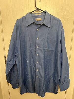 Nordstrom Nice Classic Fit Mens Dress Shirt Sz 18 35 Blue Striped Long Sleeve