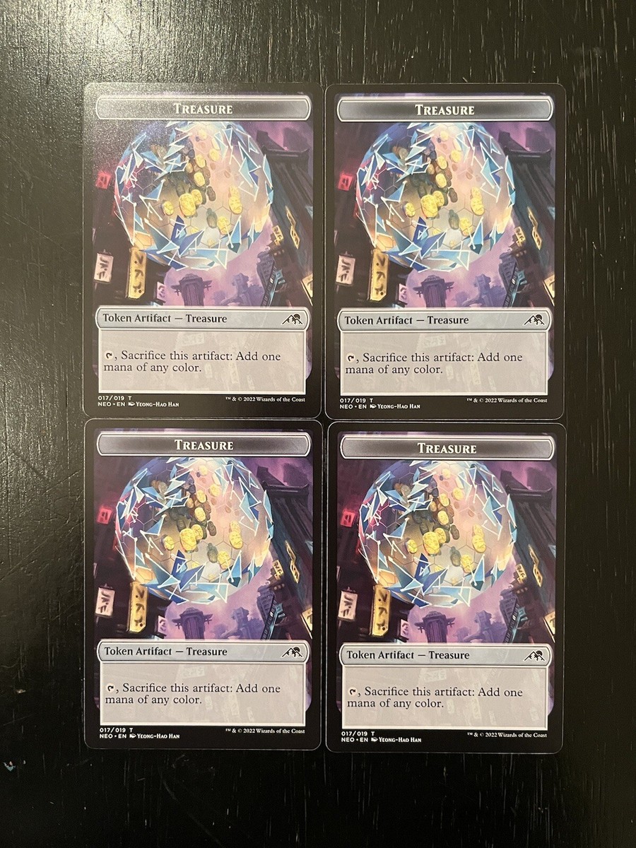 Treasure Token 017/019 X4X NM/M Neon Dynasty NEO Magic the Gathering MTG |  eBay