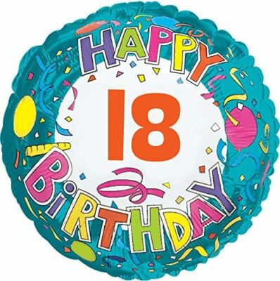 Creative Converting CTI Mylar Balloons, Happy Birthday 18, 17, Multicolored''